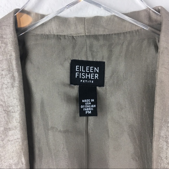 Eileen Fisher | Tan silk Open Cardigan | Petite M - Picture 2 of 3